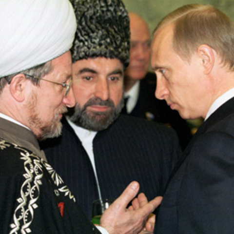 Russian President Vladimir Putin meets with members of the country's Muslim religious leadership.