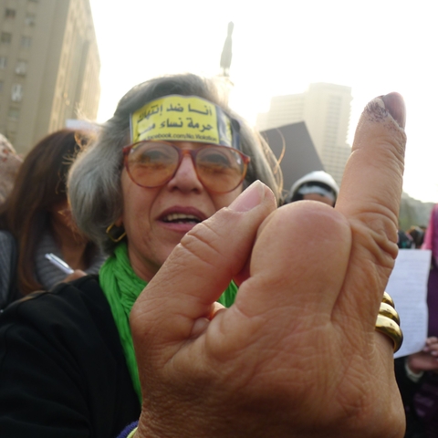 December 2011, Women’s March, 'I am against the violation of the sanctity of Egyptian women.'
