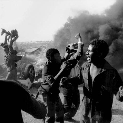 Anti-apartheid protesters in South Africa in the 1980s.