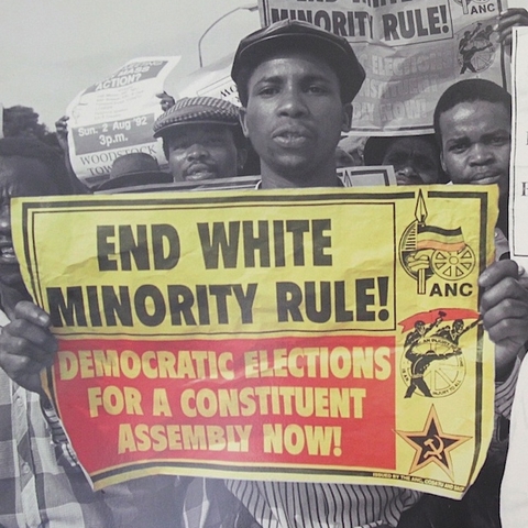 Protesters in the early 1990s calling for an end to Apartheid.