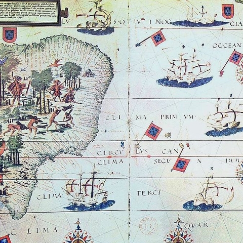 A 1519 Portuguese map showing the Brazilian coast.