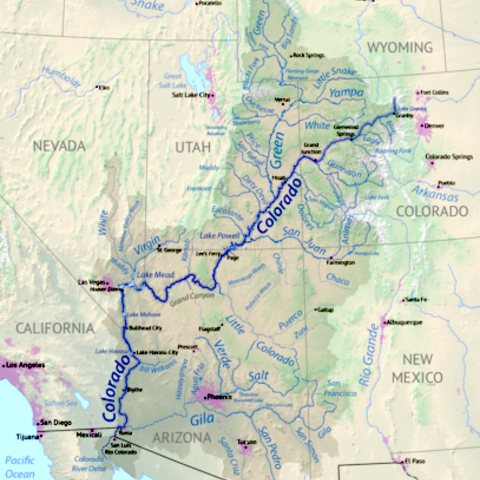A 2018 map of the Colorado River drainage basin.