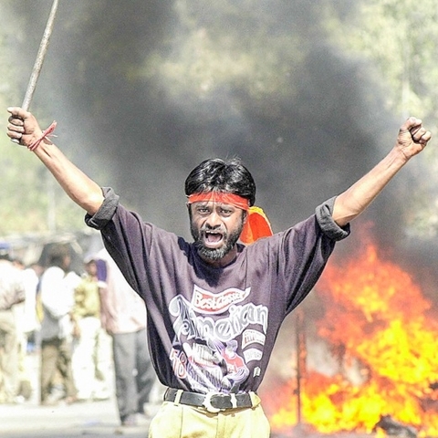 Hindu-Muslim riots in Gujarat, India.