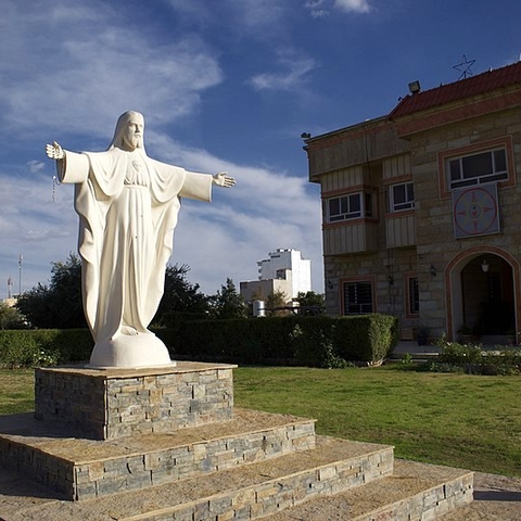 A statue of Jesus Christ in the Iraqi Kurdistan suburb of Ankawa in 2018.