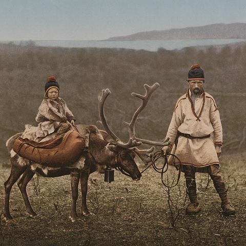 A Sámi man and child in Finnmark, Norway.