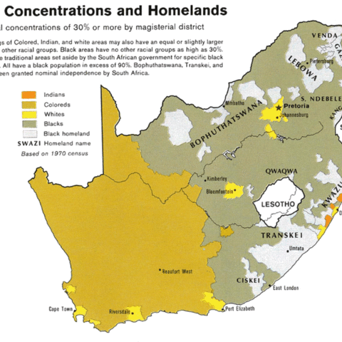A 1979 map showing where racial groups are concentrated.