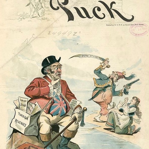 An 1895 satirical cartoon commenting on possible international intervention in Turkey.