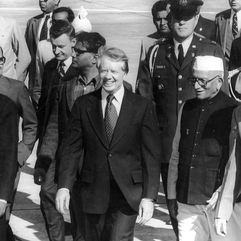 A.B. Vajpayee, President Carter, Indian Prime Minister Desai, and President Reddy.