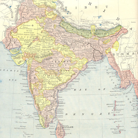 George F. Cram 1885 map of India.