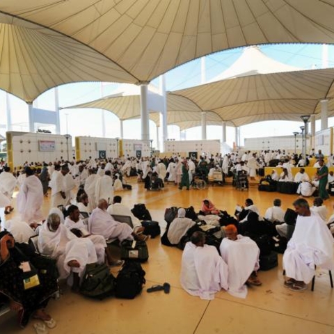 Pilgrims await transport in the specially built Hajj Terminal of the King Abdulaziz International Airport.