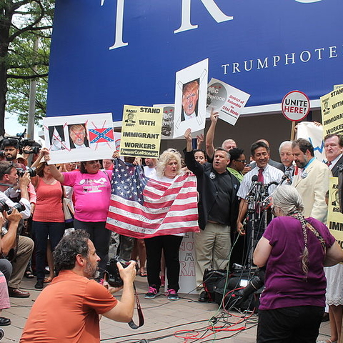 Protesters outside the Trump International Hotel Washington, D.C.