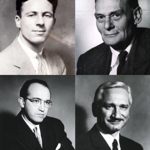 Maurice Brodie (top left); John Enders (top right); Jonas Salk (bottom left); Albert Sabin (bottom right).