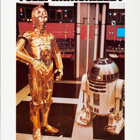 Immunization poster from 1977 features Star Wars characters, R2-D2 and C3PO.