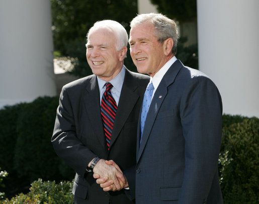 Republican Presidential Candidate Sen. John McCain and President George W. Bush.