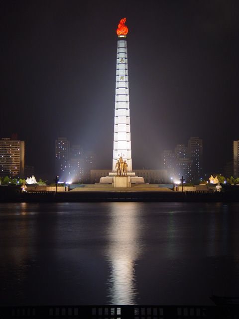 Juche Tower in Pyongyang, North Korea.