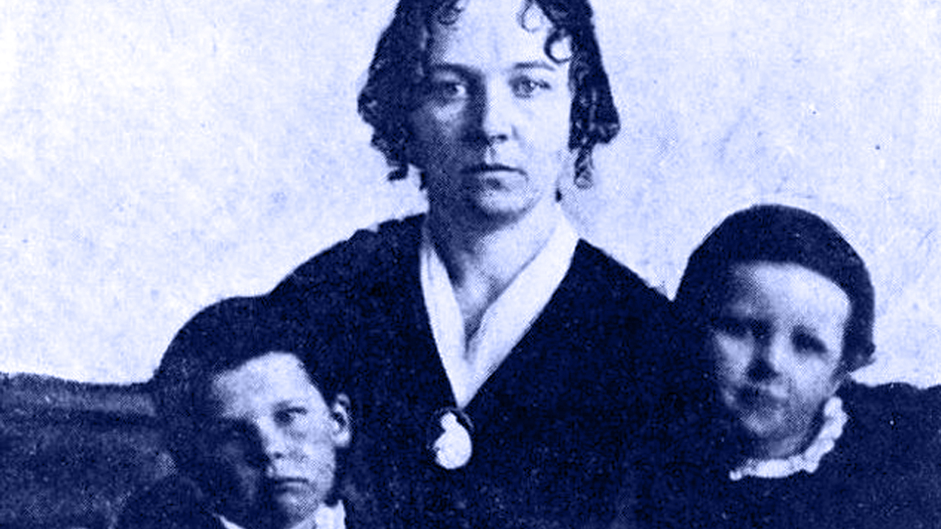 Elizabeth Cady Stanton with two children