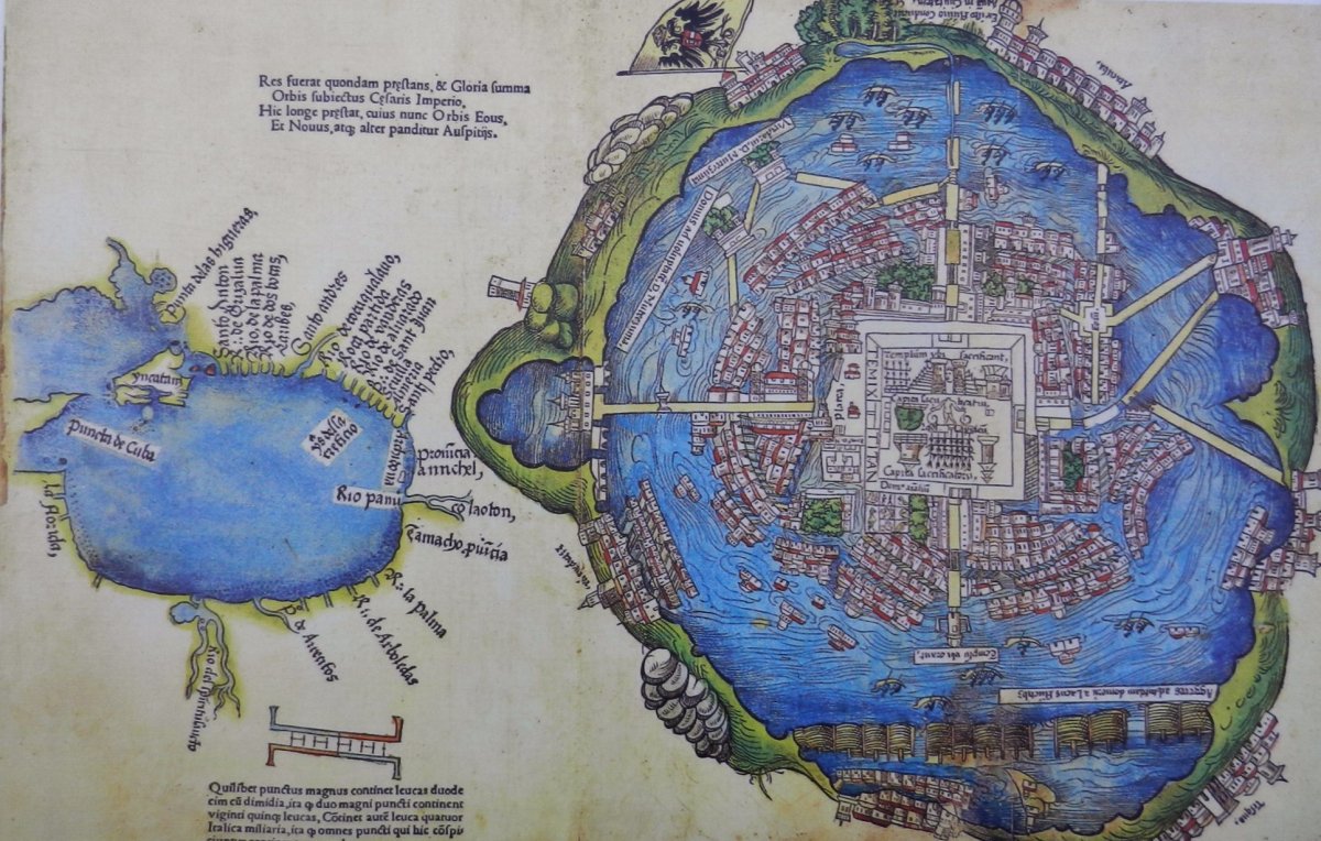 The Nuremburg Map of 1524 is the earliest known European visualization of Tenochtitlan