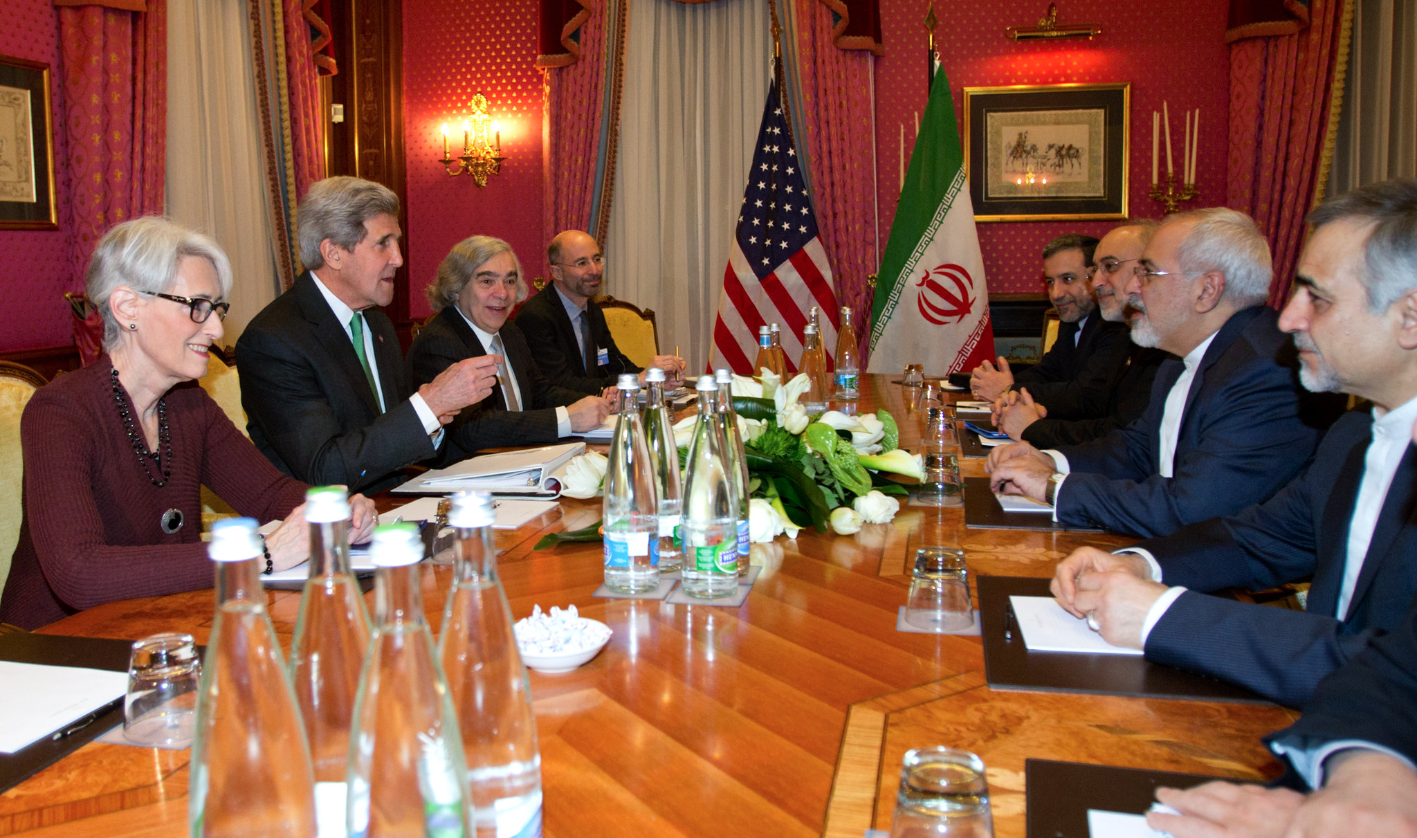 Secretary of State John Kerry continued his meetings in Lausanne with Iranian Foreign Minister Zarif. Under Secretary Wendy Sherman and Energy Secretary Ernest Moniz are participating in the meetings.