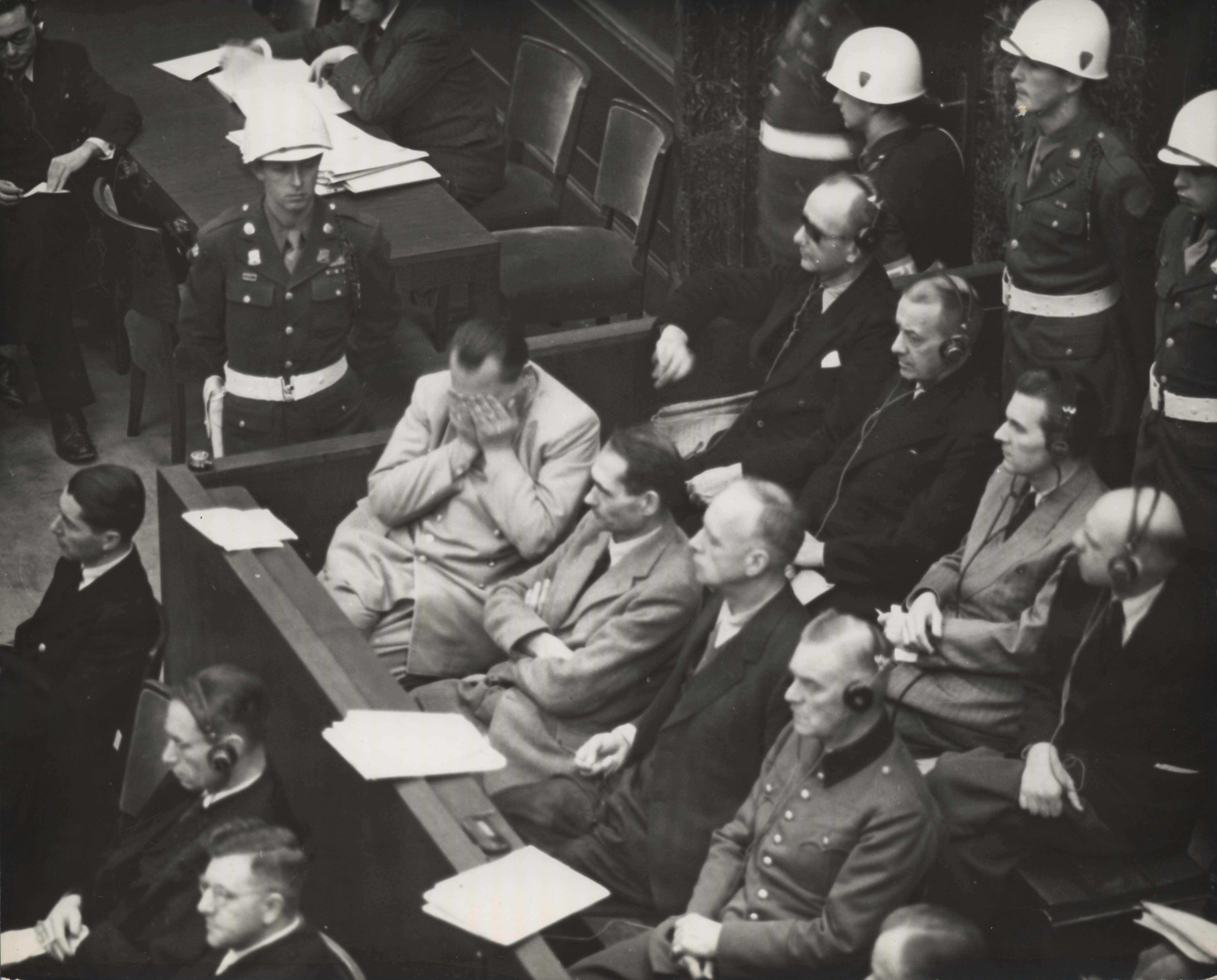 Defendants hearing verdict, Nuremberg Trial Photographs, United States Holocaust Memorial Museum Collection, Gift of Elizabeth Duddy