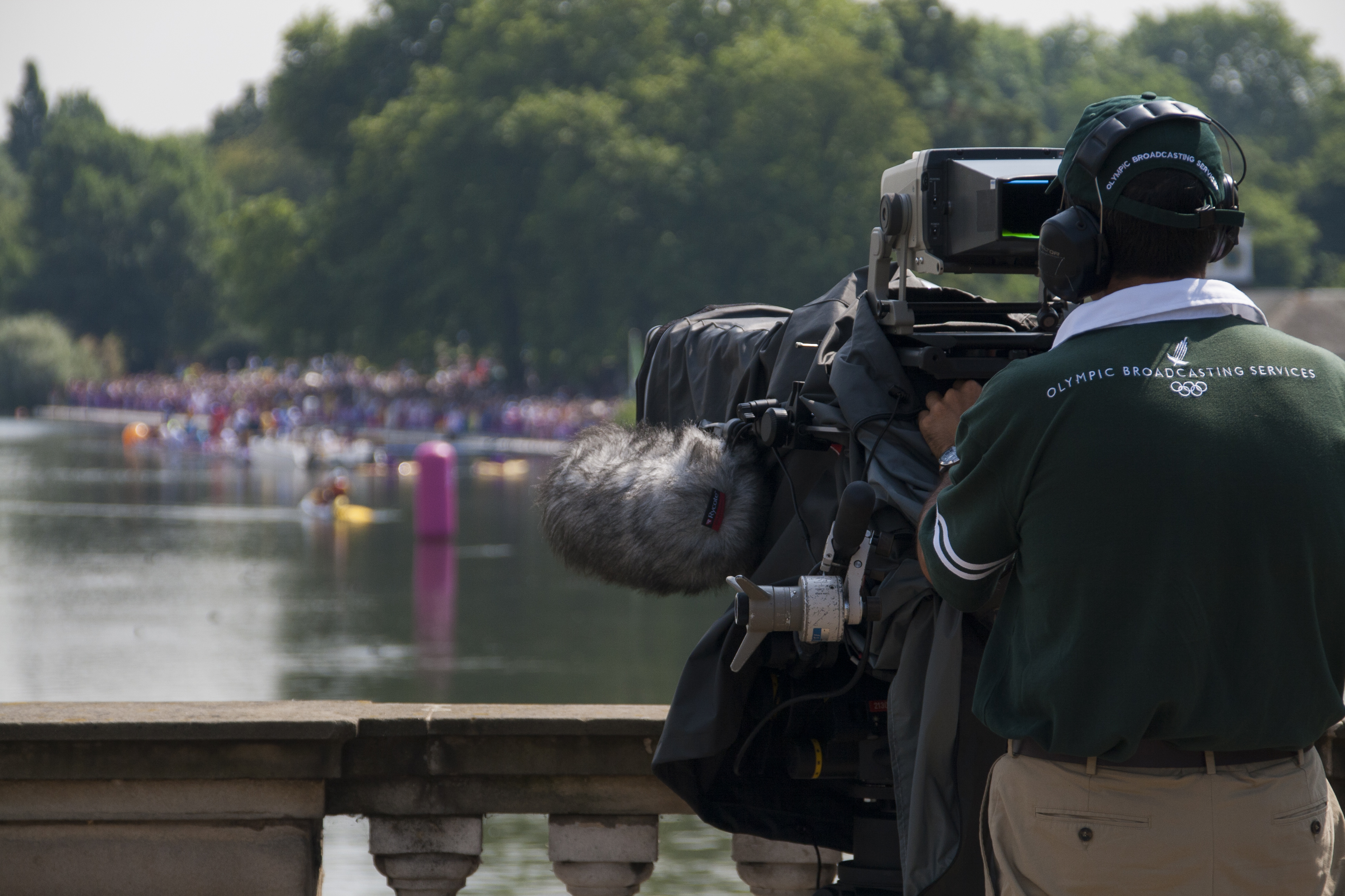 Olympic Broadcasting Services covering the men's 10 kilometre marathon swim at the 2012 Olympic Games.