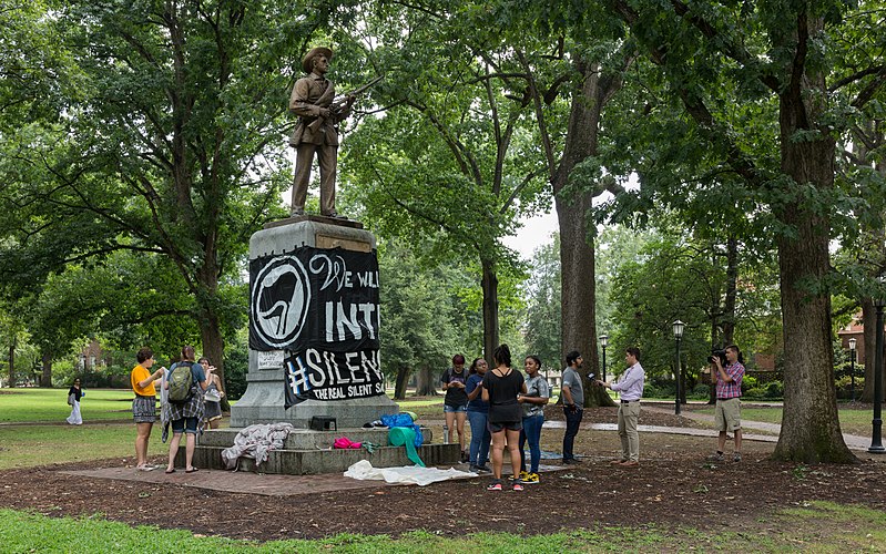 A 2017 protest over a monument on the campus of the University of North Carolina.