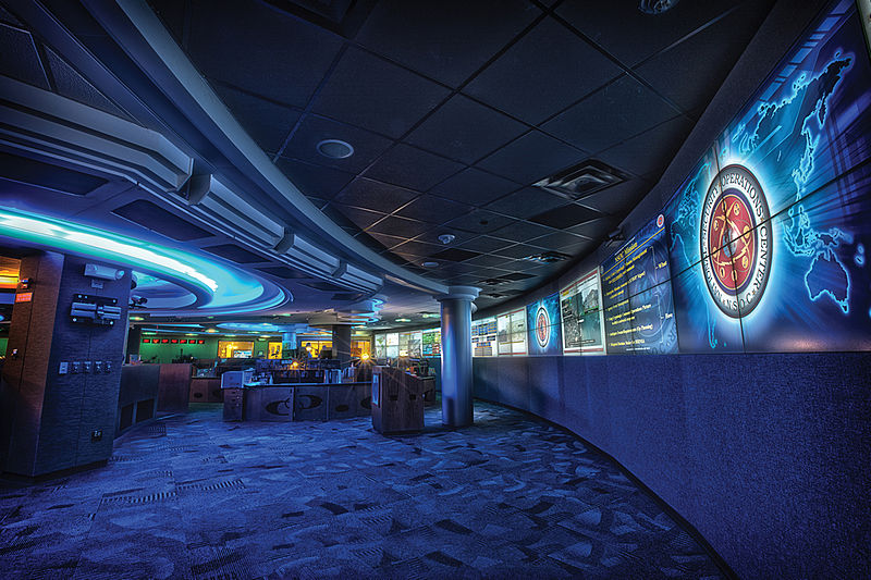 The futuristic National Security Operations Center occupies a floor of the National Security Agency's headquarters in Fort Meade, Maryland.