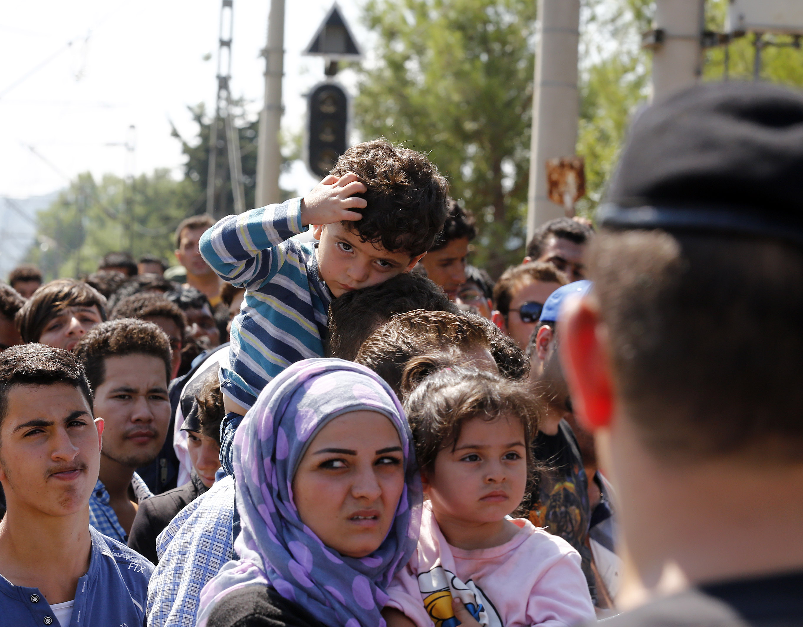 Refugees at the Macedonian border in 2015.