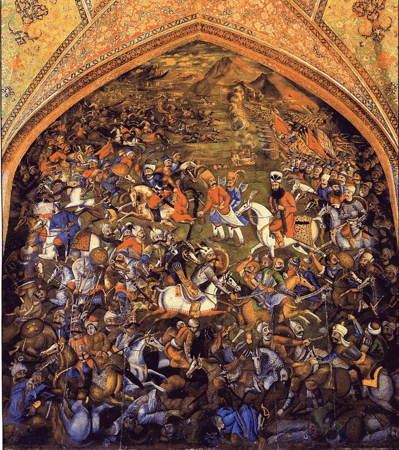 Artwork of the Battle of Chaldiran (1514).