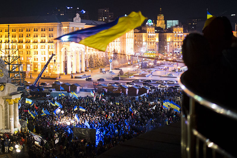 Overlooking Euromaidan in Kyiv, Ukraine.