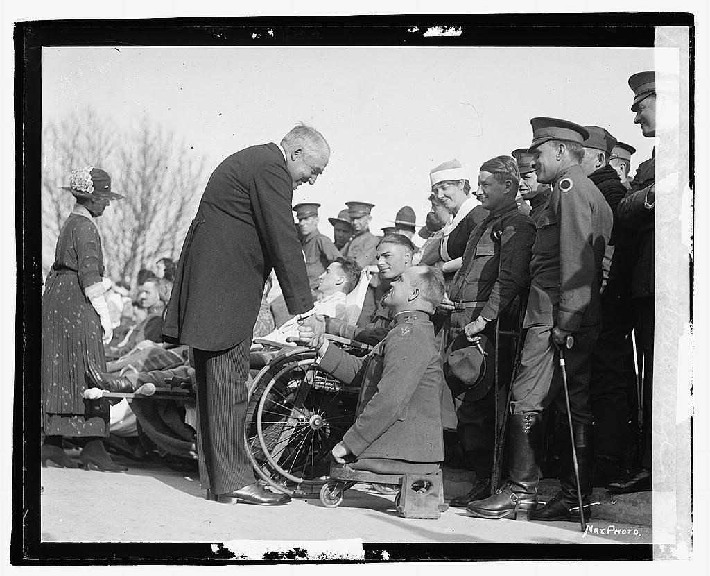 President Warring G. Harding at Walter Reed Hospital in March of 1921.