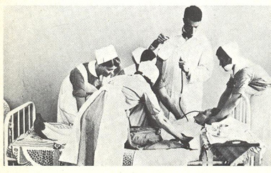 Insulin shock therapy being administered in the 1950s to a psychiatric patient.