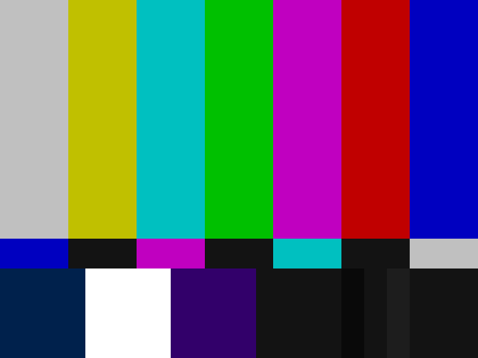 Color bars in a television test pattern.