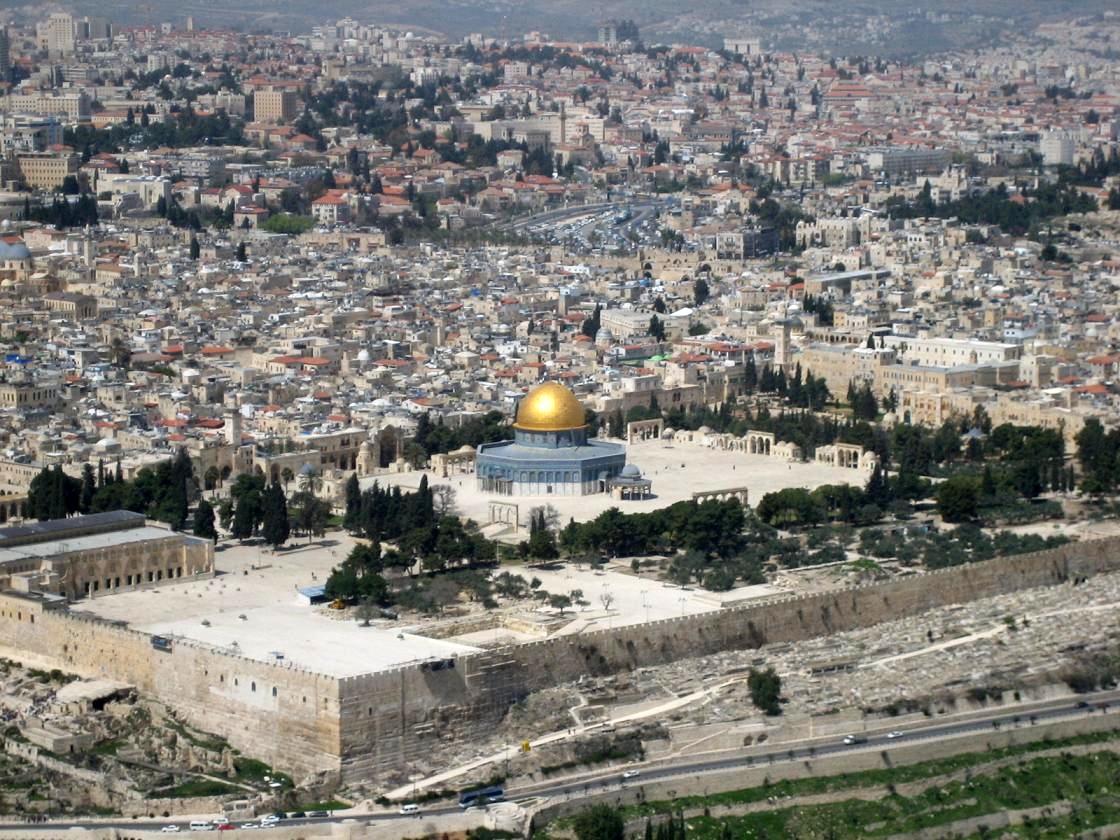 The Al-Aqsa Mosque and the Temple Mount in Jerusalem.