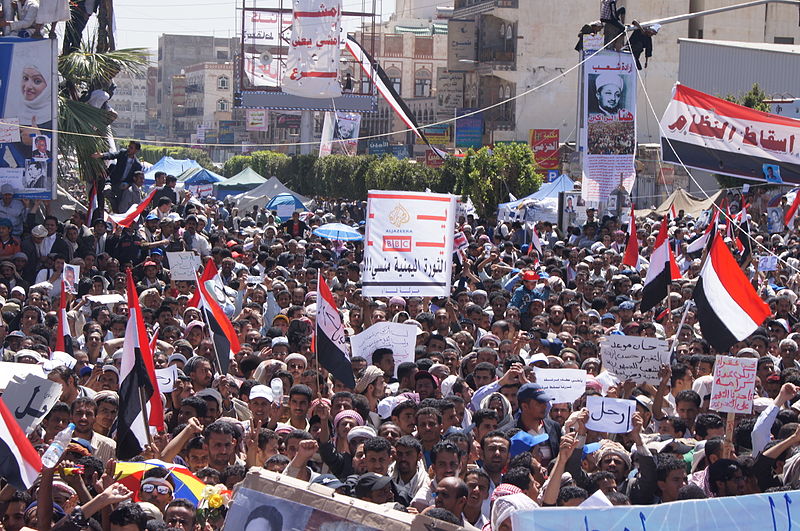 Thousands of protesters in Yemen's capital city, Sana'a, in 2011.