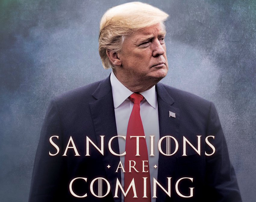 Image of Donald Trump with words Sanctions are Coming