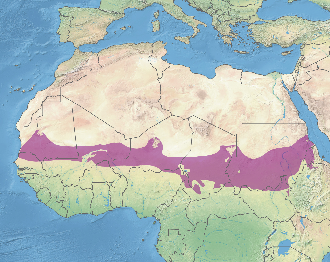 Map of the Sahel region of Africa.