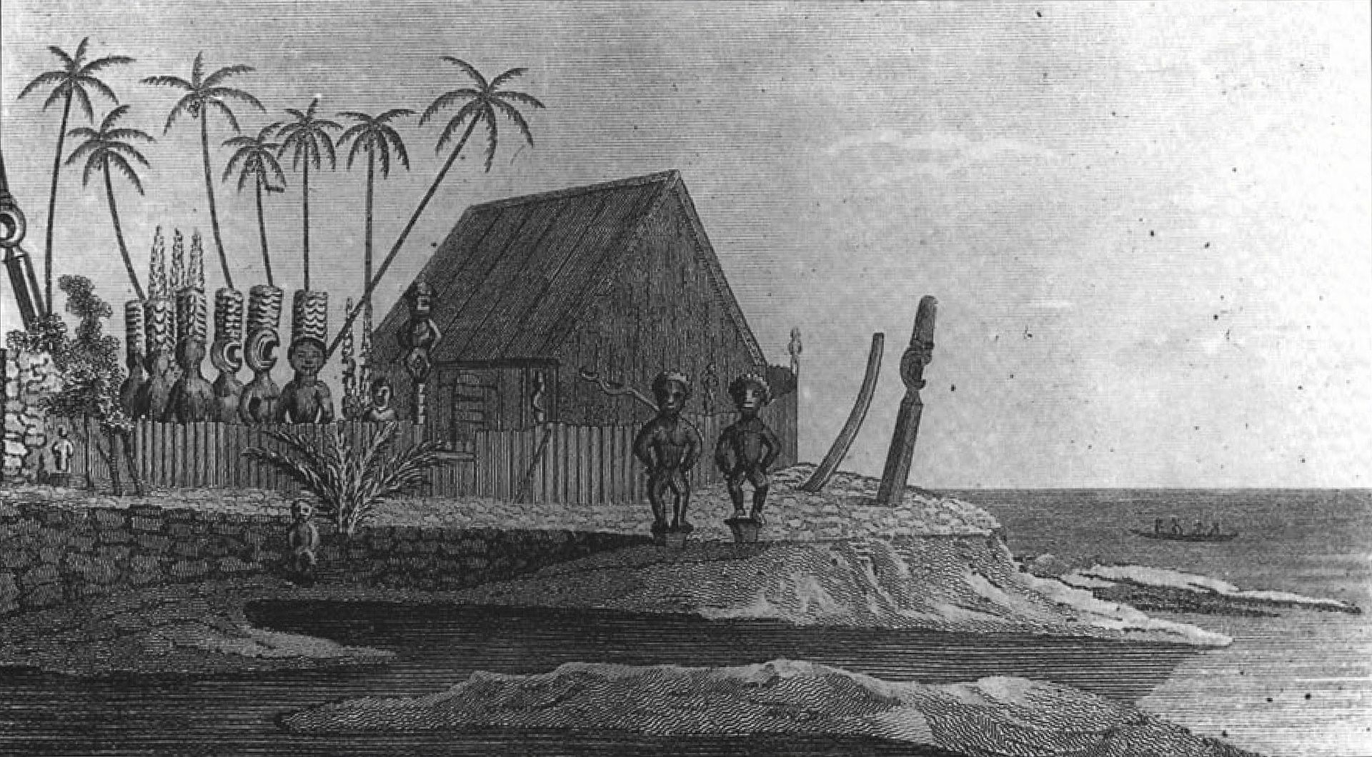 The original Hale o Keawe as drawn by William Ellis around1822.