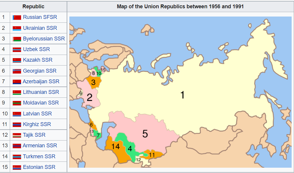 Map of the Soviet Union