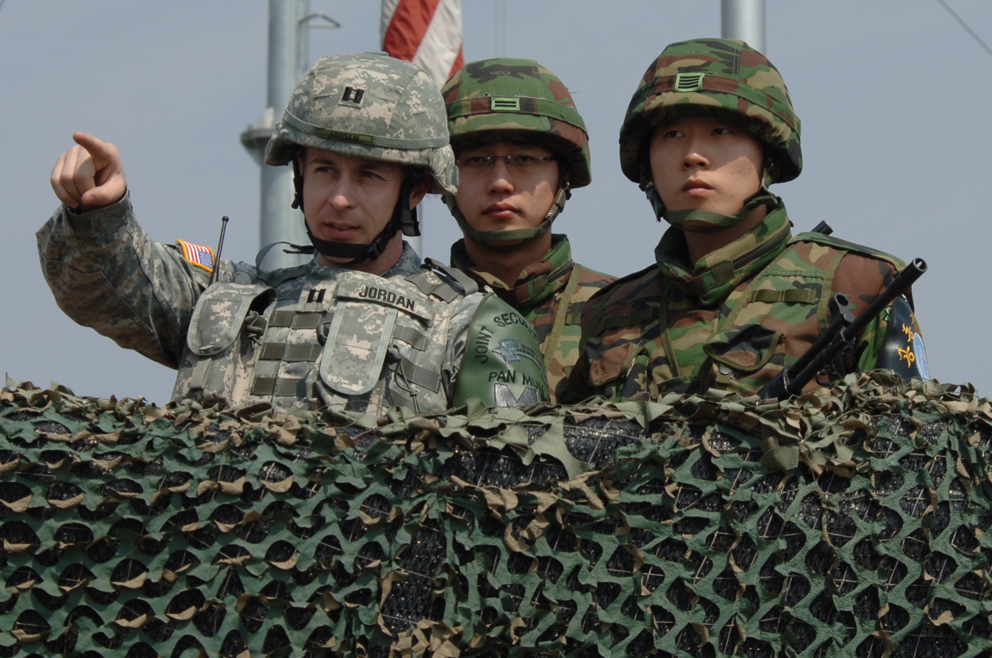 ROK and US Soldiers at Observation Post in the Korean Demilitarized Zone, 2008.