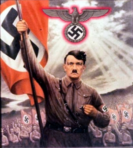 Adolf Hitler with swastika flag