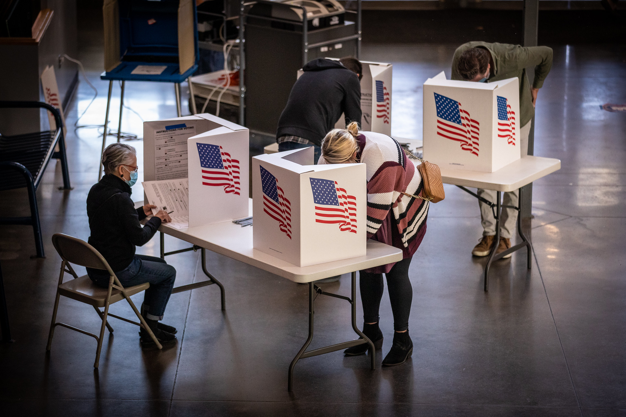 Voters in Des Moines, Iowa during the 2020 Election.