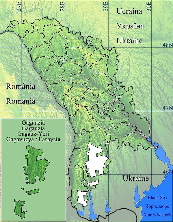 A map showing the Gagauz regions of Moldova.