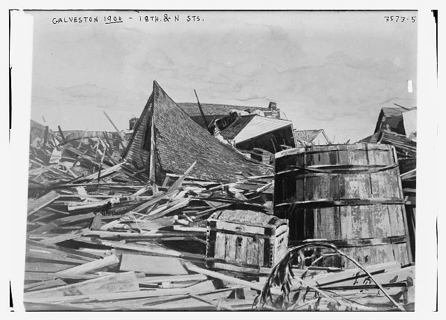 The aftermath of the 1900 Galveston hurricane.