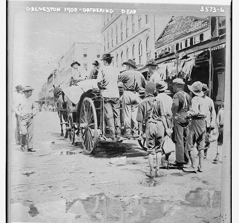 Gathering the dead after the 1900 Galveston hurricane.