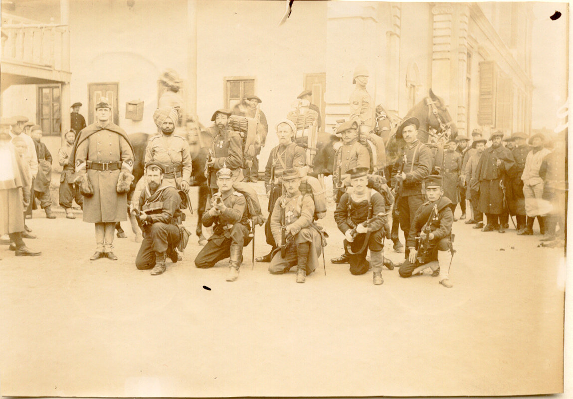 A photograph capturing the troops from each of the Eight-nations in the coalition (1900).