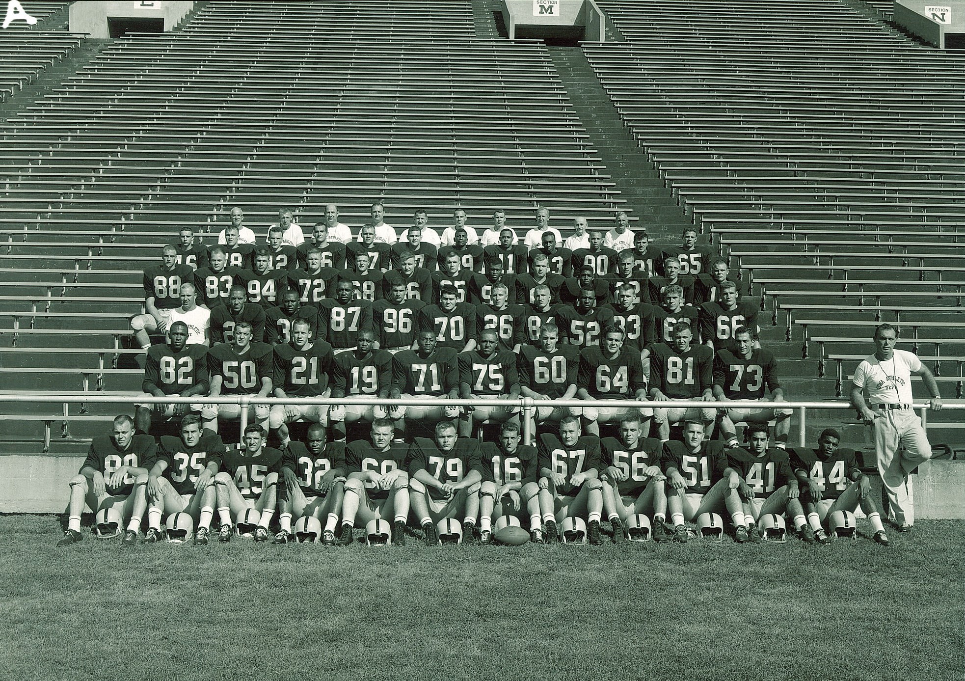 The University of Iowa's football team, 1960. (Image courtesy of the University of Iowa Libraries)