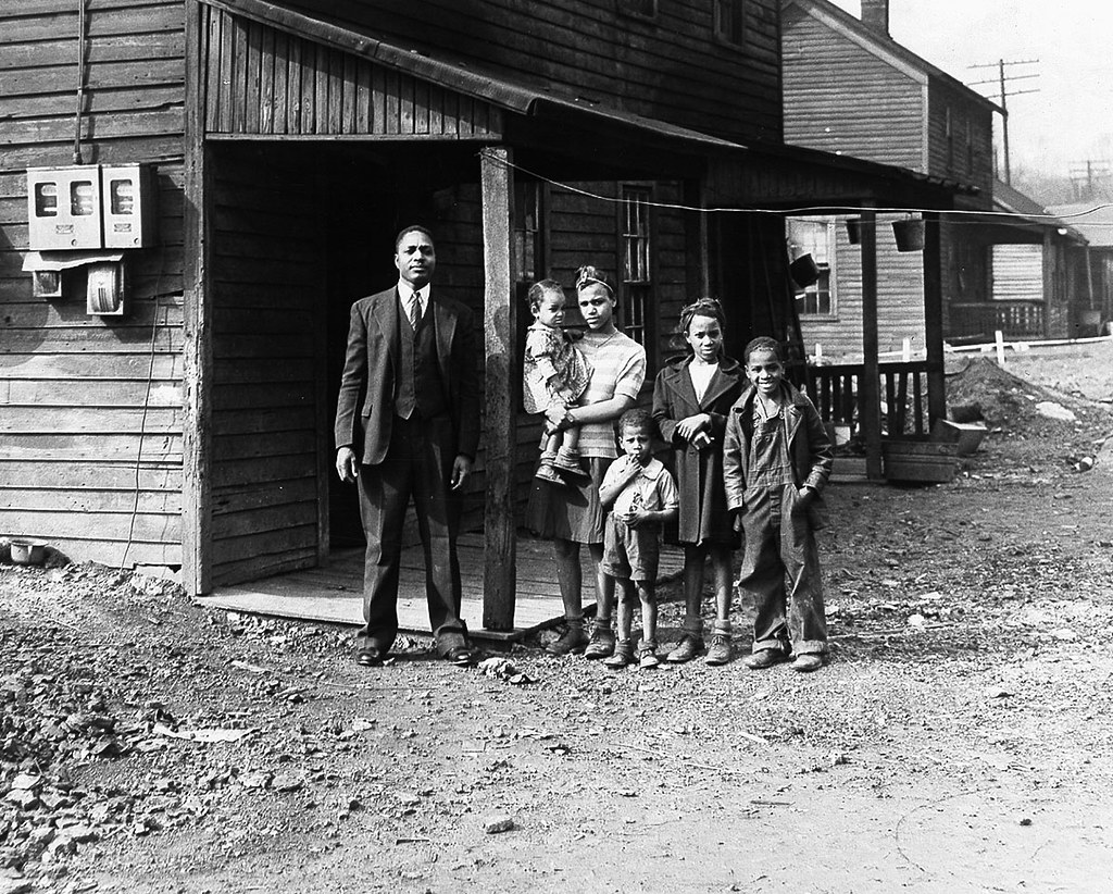 A coal miner and his family in Rendville, Ohio pictured in 1944. (Image from United Mine Workers of America, Historical Collections and Labor Archives, Special Collections Library, University Libraries, Pennsylvania State University) 