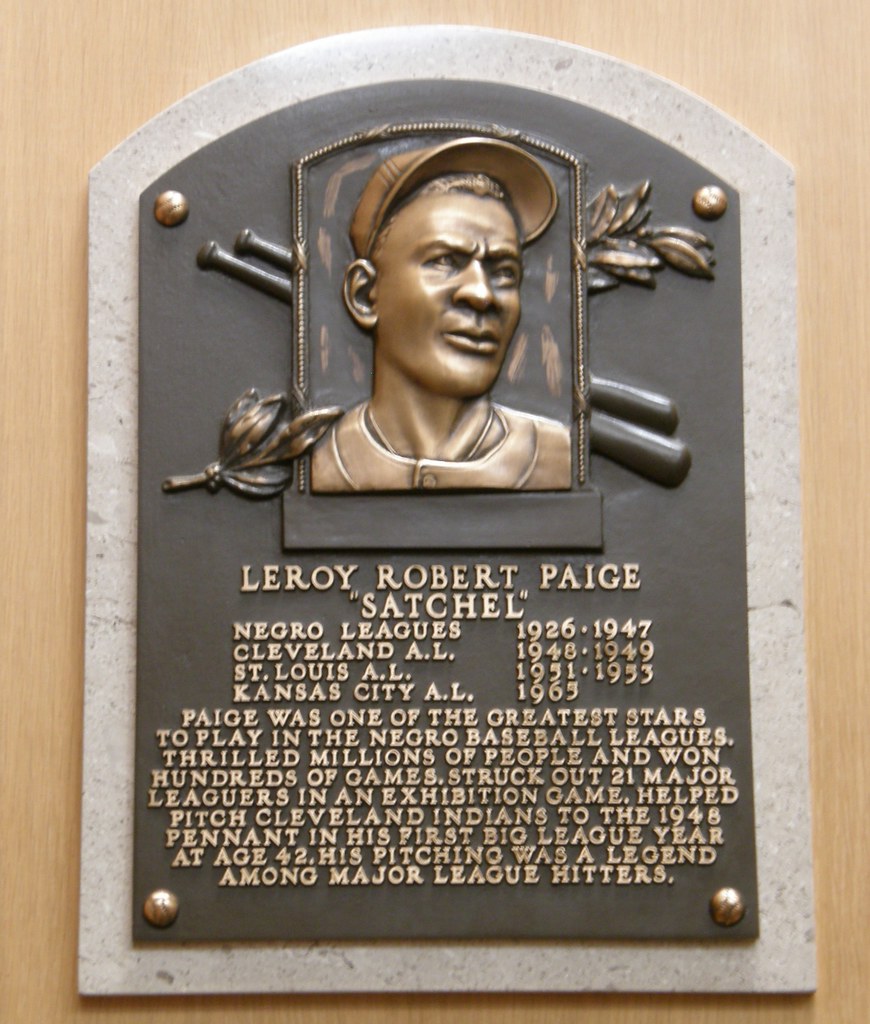 Satchel Paige's plaque at the National Baseball Hall of Fame. (Image by Neil R)