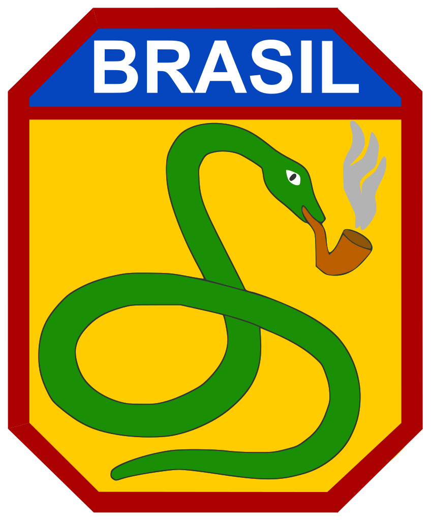 The insignia of the Brazilian Expeditionary Force, a green cobra smoking a pipe.