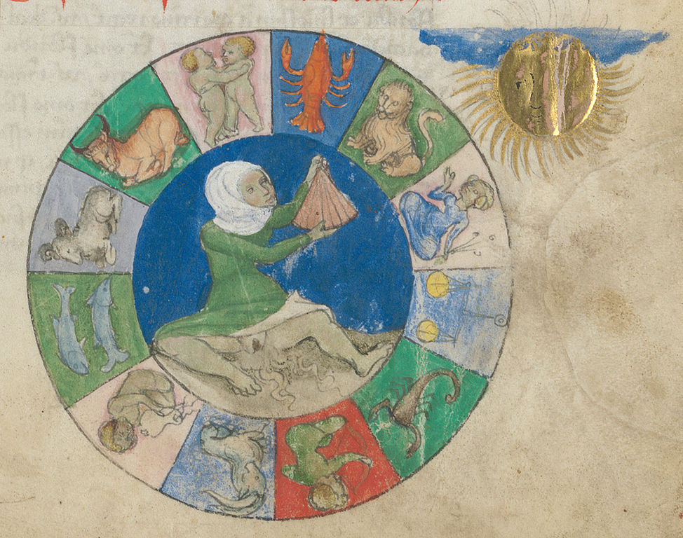 Depiction of the zodiac menstrual cycle found in the Aurora consurgens, a fifteenth-century alchemical treatise.